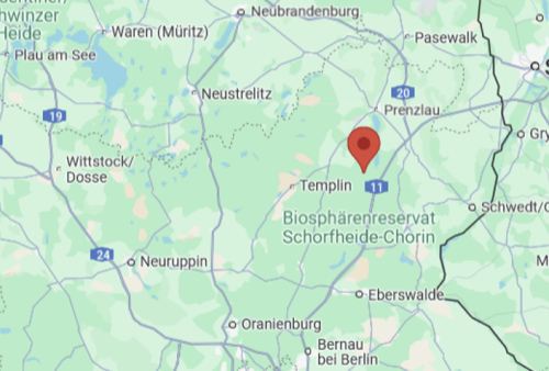 Karte mit der Lage der Praxis für Sexualberatung in der Uckermark – Ländliche Idylle für intensive Zeit zu zweit.